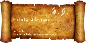 Helmly János névjegykártya